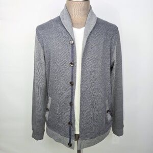 Ted Baker London Men's Sz. 5/XL Gray Shawl Collar Button-Front Cardigan Sweater
